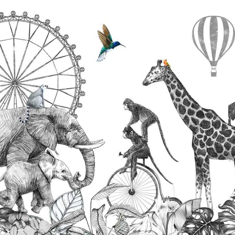 Behang met circusdieren voor kinderen - Afbeelding 2