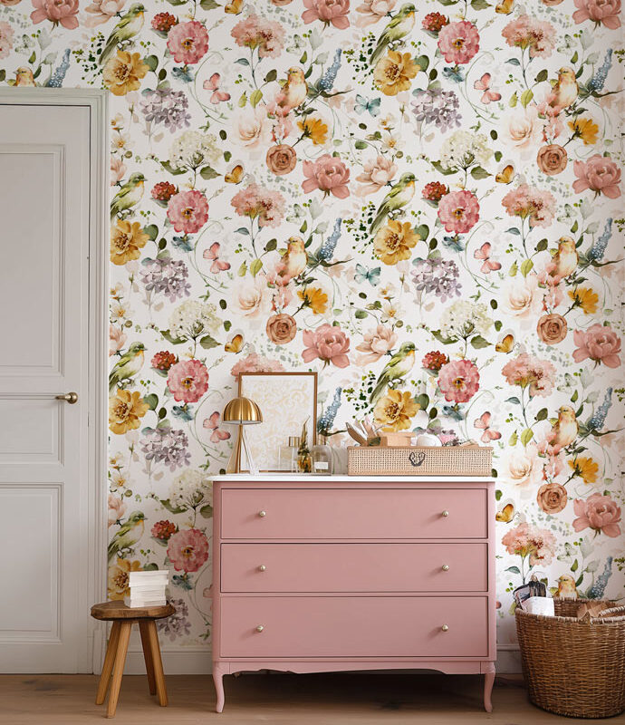 Vintage bloemenbehang
