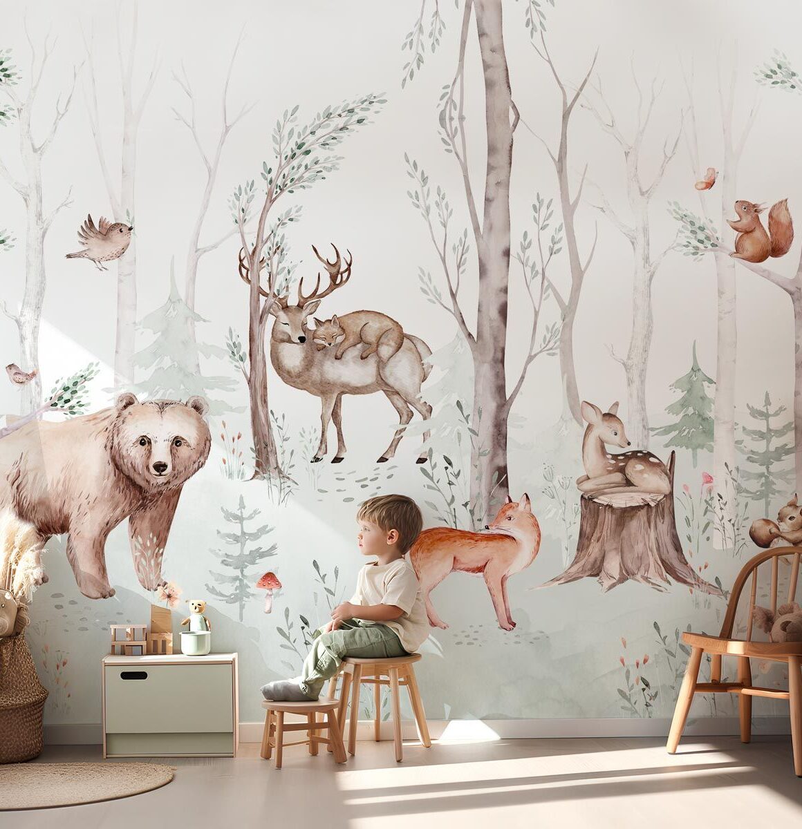 papier-peint-foret-chambre-enfant