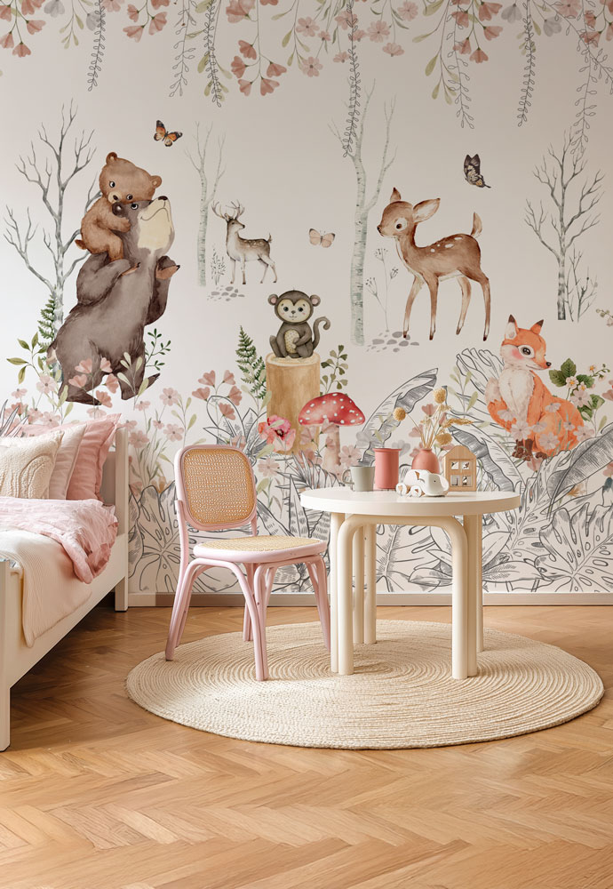 papier-peint-foret-fille