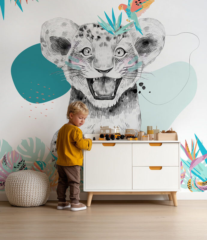 Kleurrijk safaribehang voor kinderen